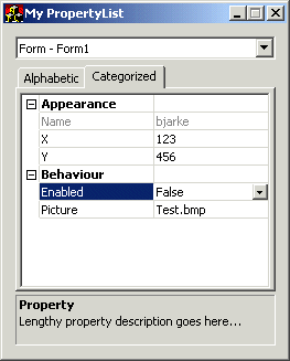PropertyList control
